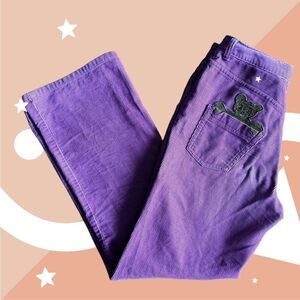 Vintage Purple Corduroy Teddy Bear Appliqué Pants Size 28